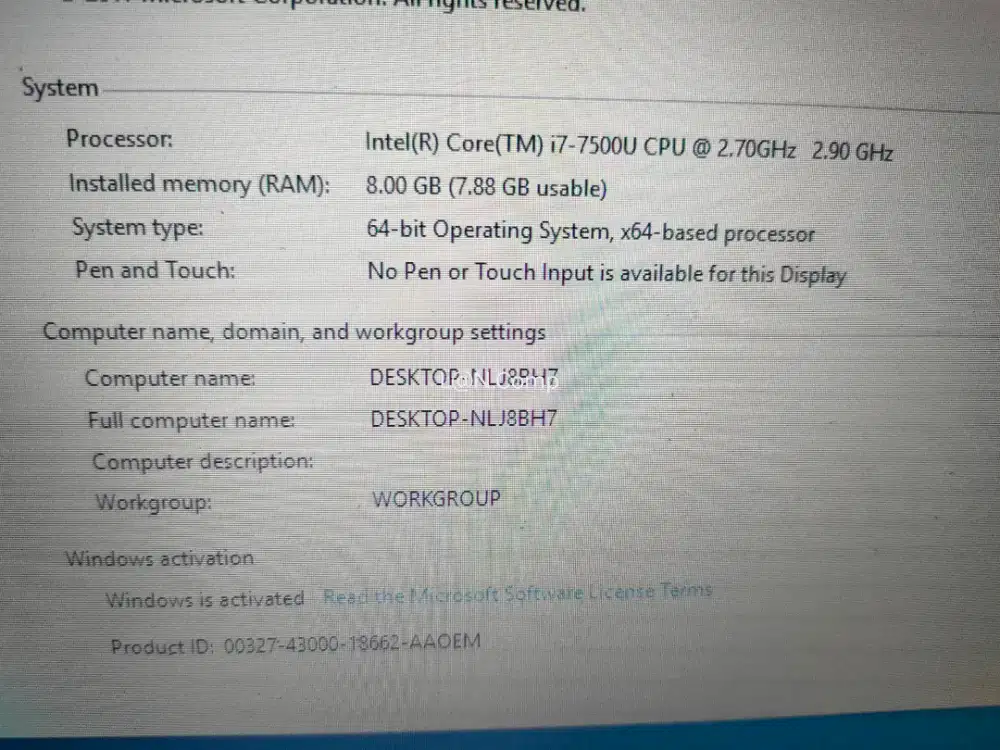Asus Core i7 Gen7 Fullset dos Mulus siap gaming/desain +SSD