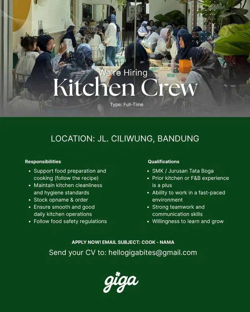 LOWONGAN KERJA KITCHEN CREW