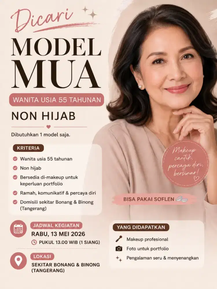 DICARI MODEL MUA 55 tahunan (Binong/Bonang)