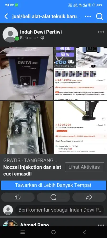 Jual nozzel injeksen dan alat cuci emas jam dll