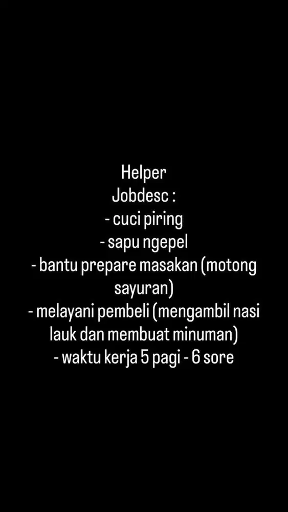 DIBUTUHKAN SEGERA HELPER