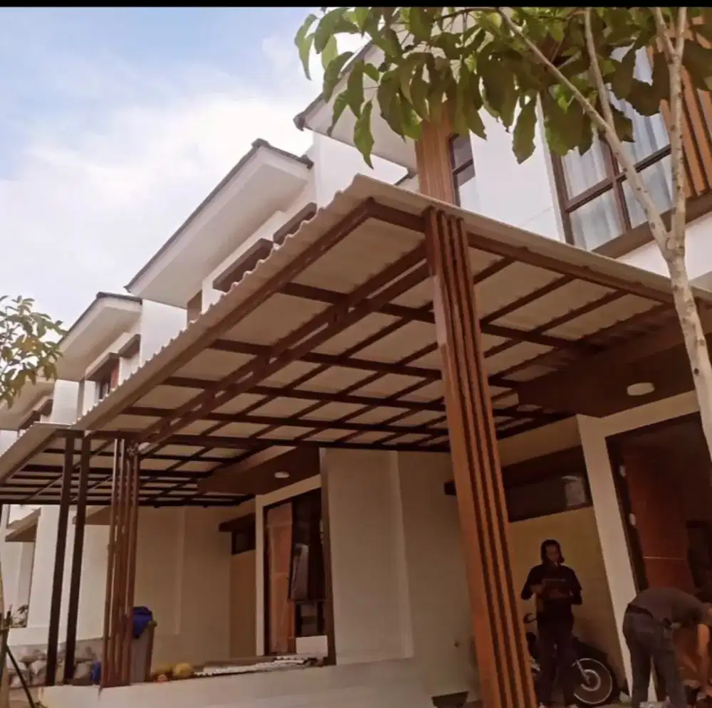Kanopi  besi hollow atap alderon dobel layer
