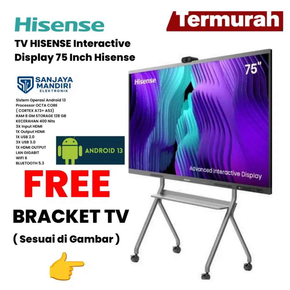 TERMURAH! TV HISENSE Interactive Display 75 Inch Hisense 75WM61FE