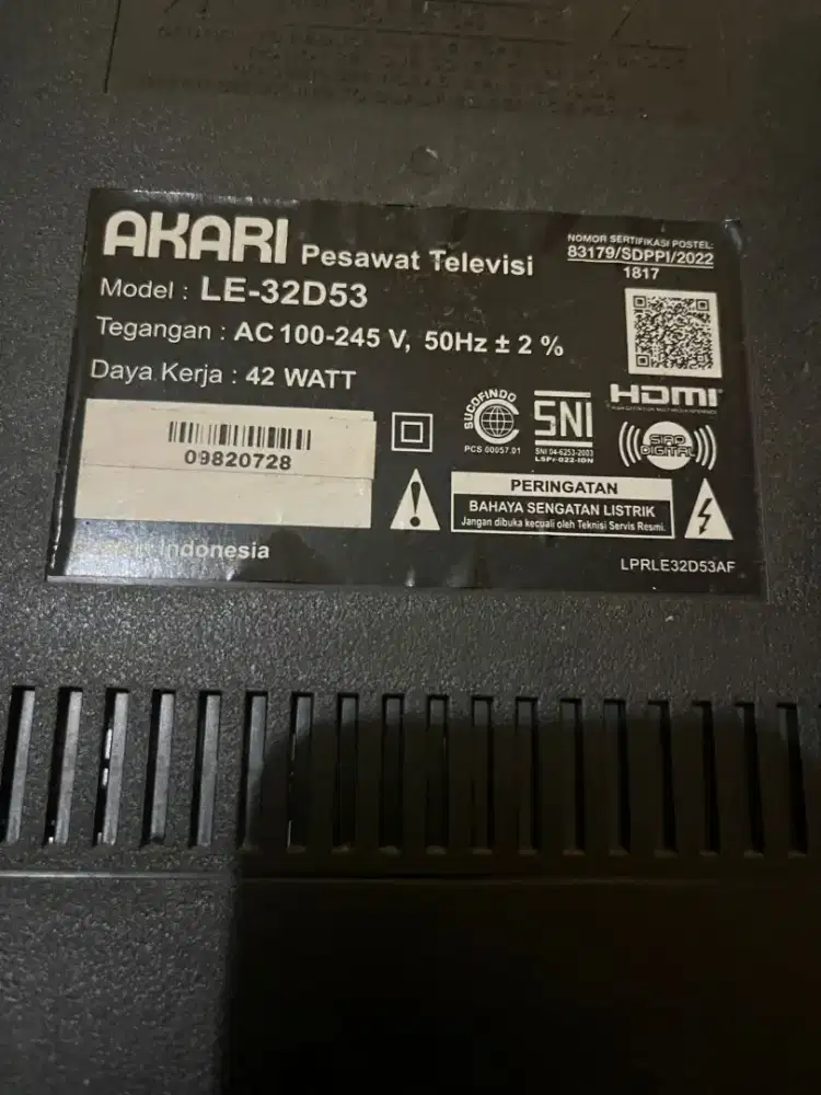 Telivisi Akari 32 inc