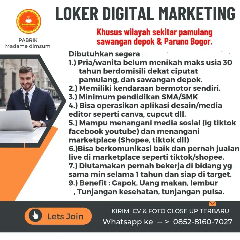 LOKER DIGITAL MARKETING & HOST LIVE SHOPEE/TIKTOK
