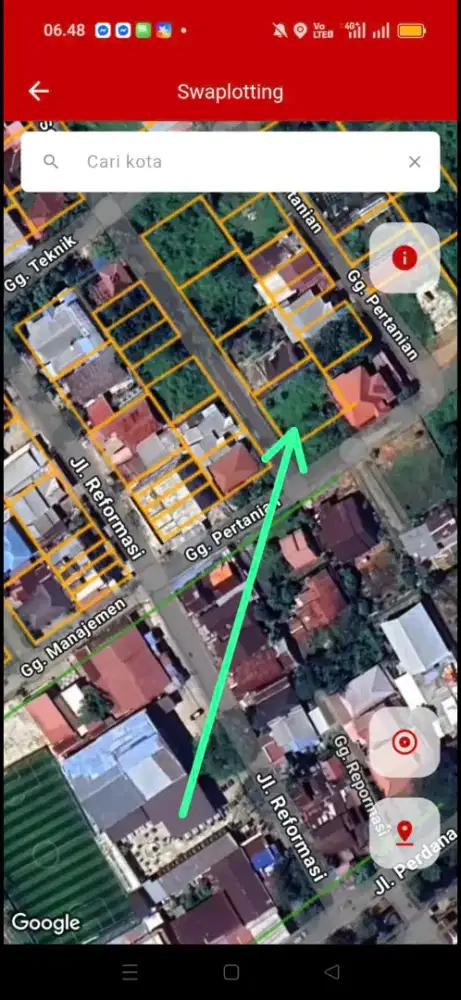Tanah kavling jalan reformasi untan ukuran 20 x 24