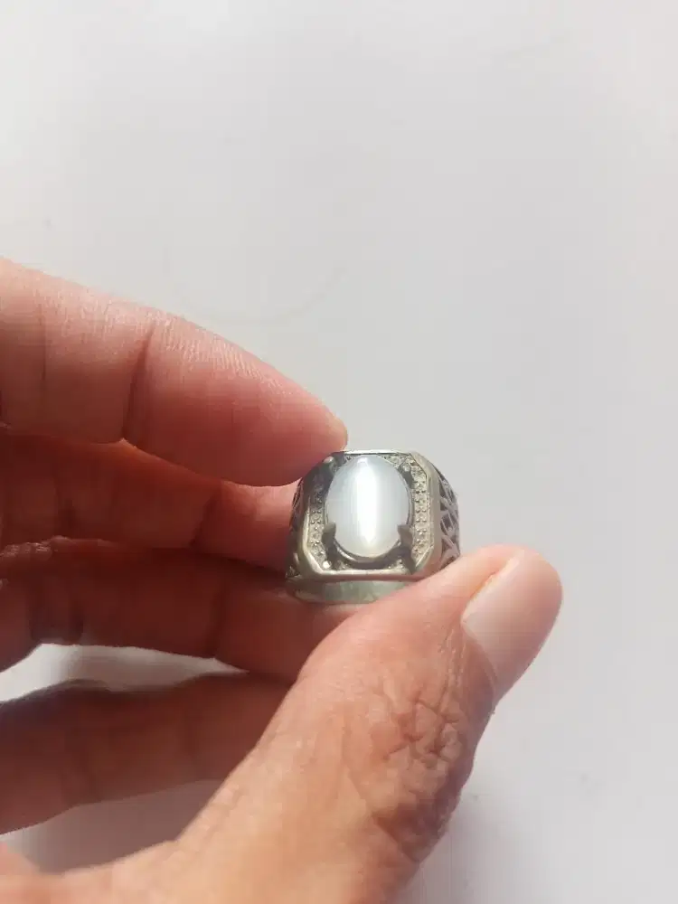 Batu Cincin Akik Permata Natural Moonstone Biduri Bulan Mata Kucing