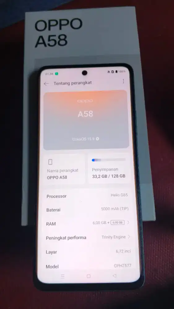 Oppo a58 ram 6+6/128