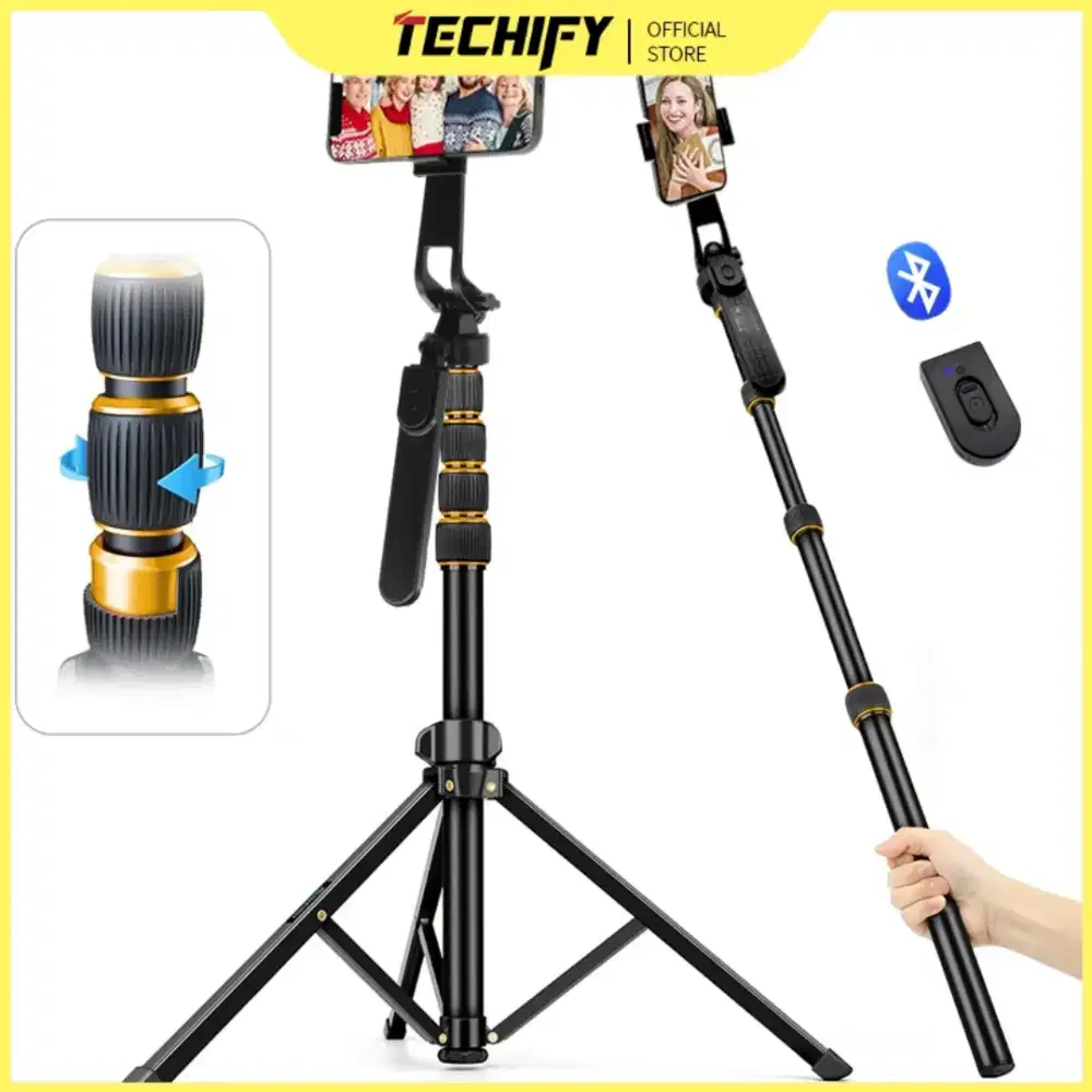Tripod  Live Streaming, Penyangga Ponsel Teleskopik 2.1 Meter.