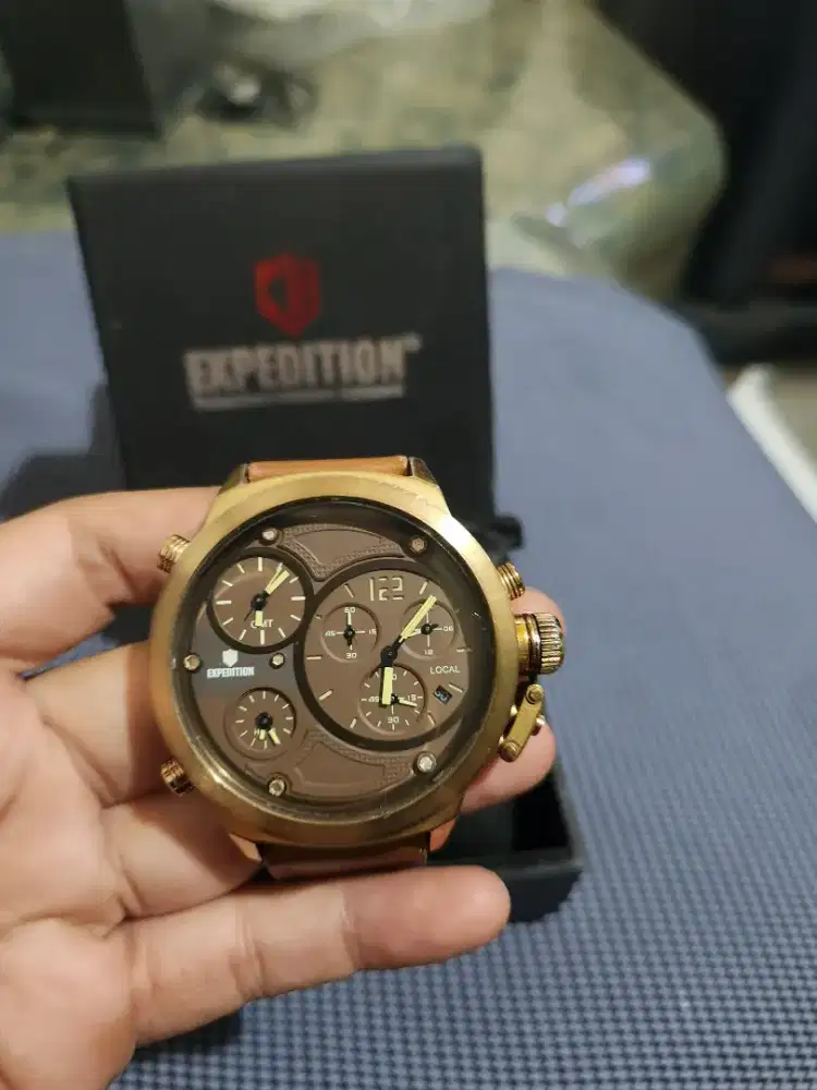 Expedition E6396M chrono tgl aktif leather gold ori mulus spt baru sby