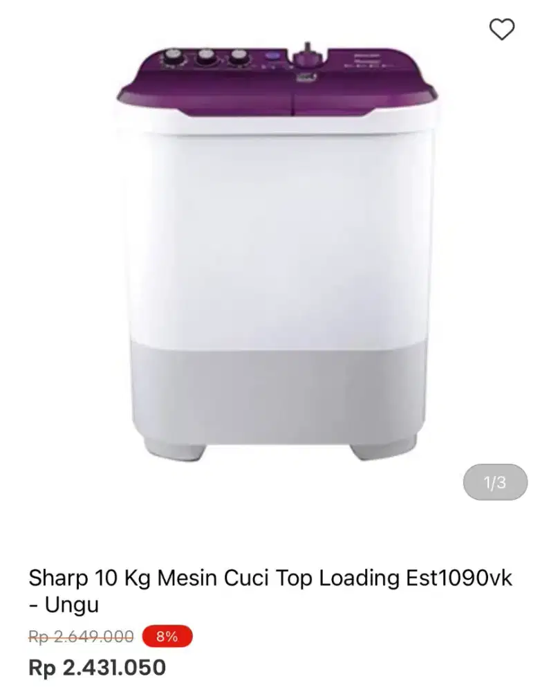 MESIN CUCI SHARP 2 TABUNG 10KG
