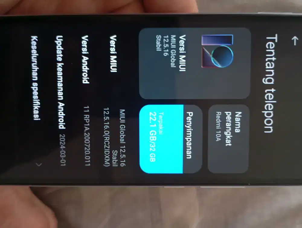 Redmi 10A bekas pemakaian pribadi