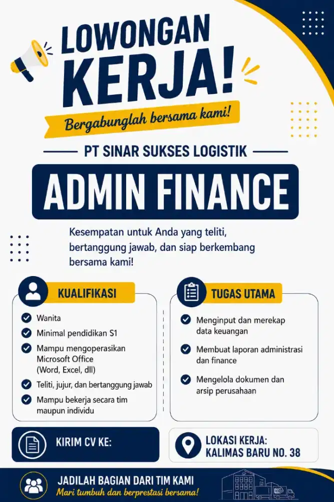 Dicari admin keuangan