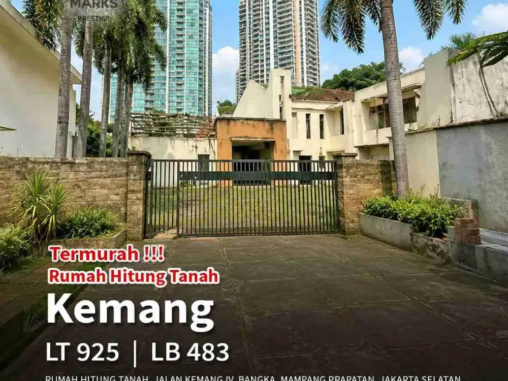 Rumah hitung tanah.

Jalan Kemang IV, Kelurahan Bangka, Kecamatan Mampang Prapatan, Jakarta Selatan.

LT. 925 m²
LB. 483 m²

Estimasi NJOP ±15M.
Dijual dengan harga 9,5 M nett !

MURAAAHHHH BANGET !!