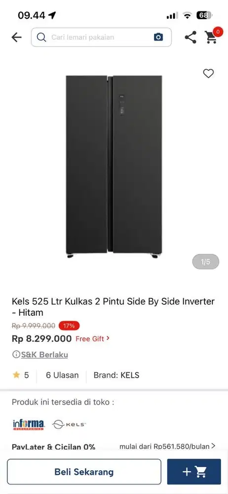 kulkas kels 2 pintu