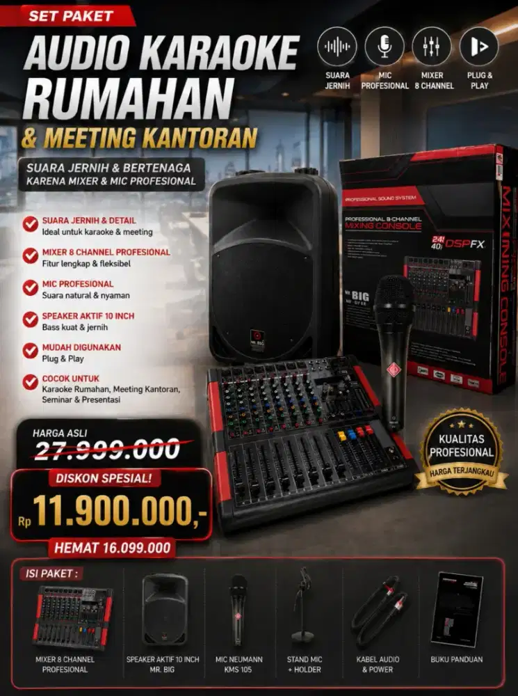 SET PAKET AUDIO KARAOKE RUMAHAN & MEETING KANTORAN