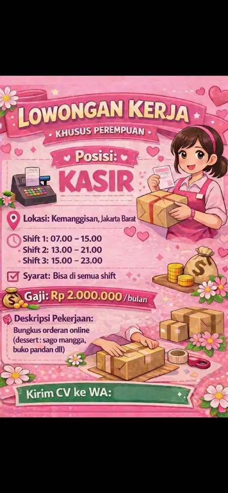 Lowongan kerja kasir khusus wanita