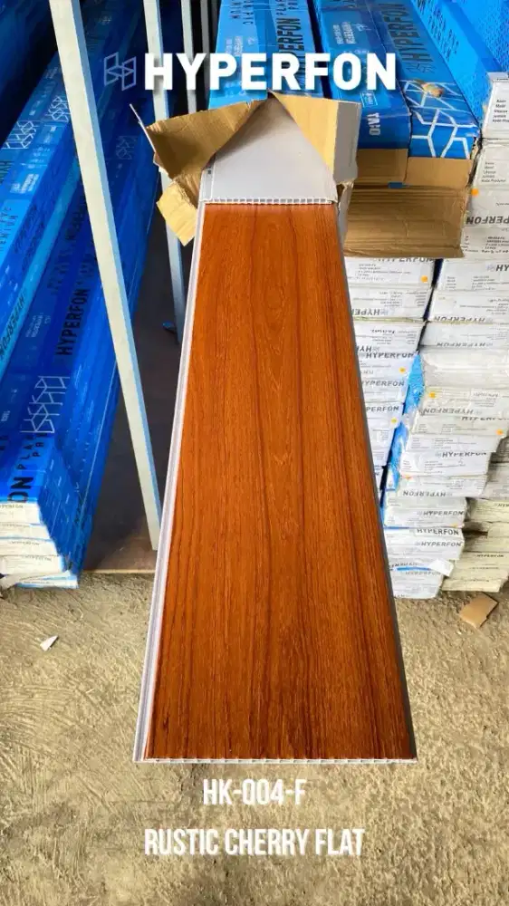 Plafon PVC serat kayu coklat doff laminated Hyperfon By Taco