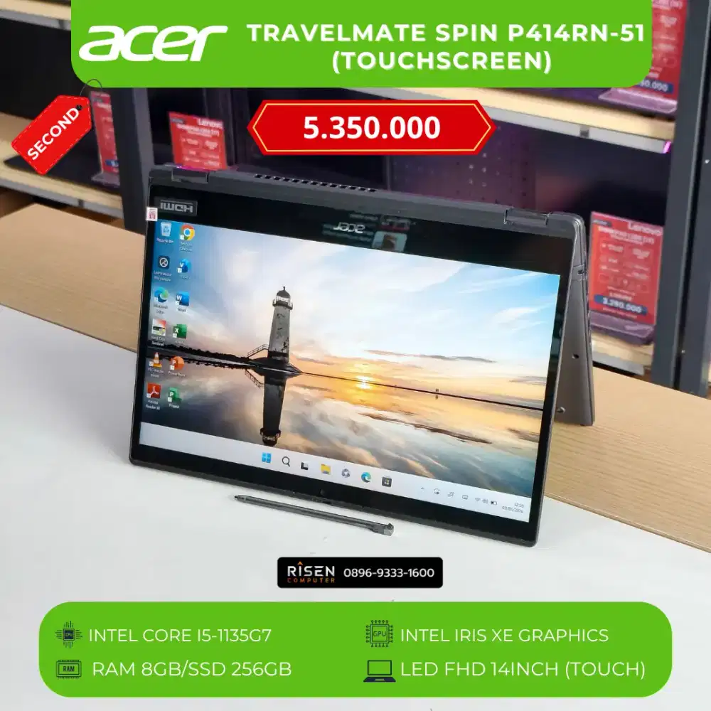 ACER TRAVELMATE SPIN P414RN I5-1135G7 RAM8GB SSD256GB FHD14inch Second