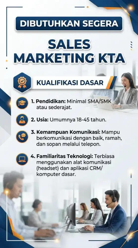 Dibutuhkan Segera!!! Sales Marketing KTA