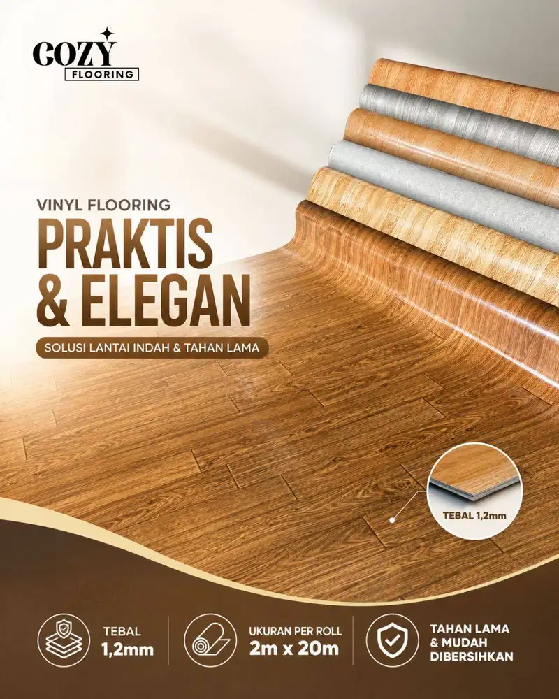 Karpet Roll Vinyl Lantai RG Highland Tebal 1,2mm. Vinyl motif kayu