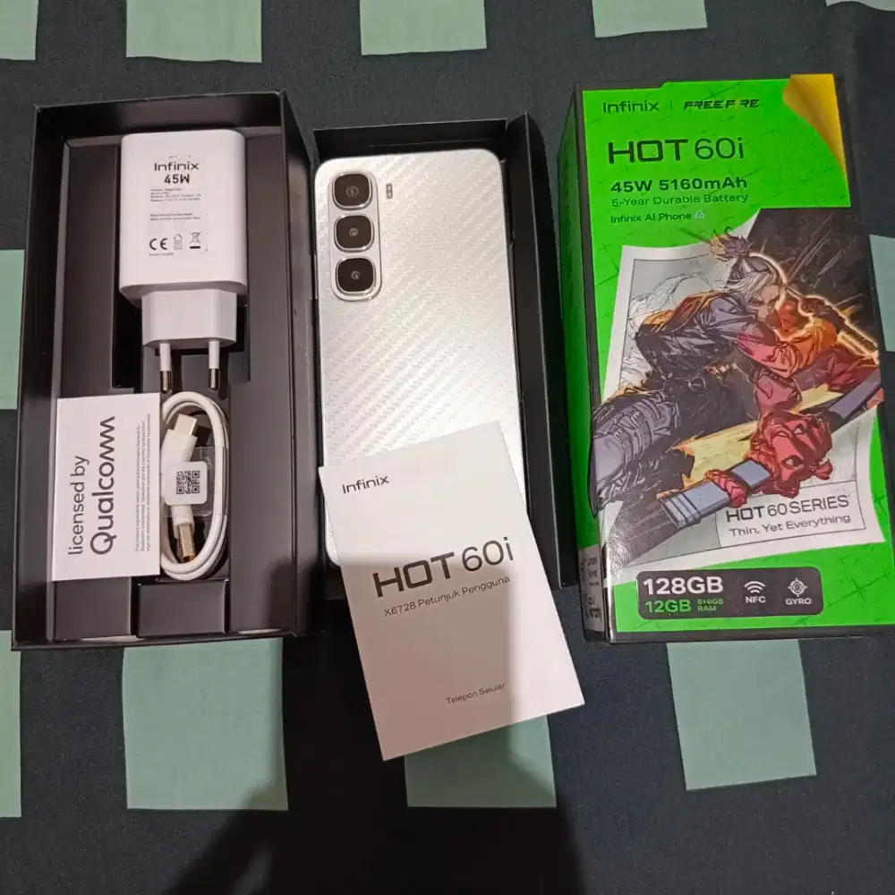 Infinix HOT 60i 6+6/128 Titanium Silver Mulus 99% Like New Fullset NFC