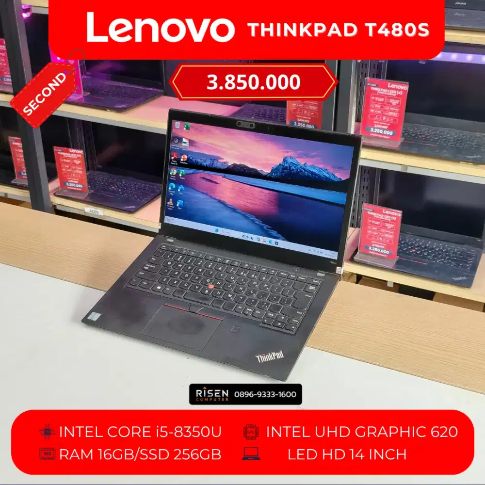 LENOVO THINKPAD T480S I5-8350U RAM 16GB SSD 256GB FHD 14inch Second
