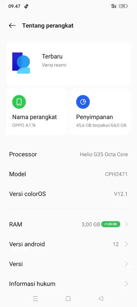 Hp Oppo A17K nominus