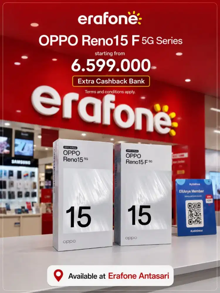 oppo reno 15 5G NEW SEGEL erafone ready stock DP 0% juga bisa!