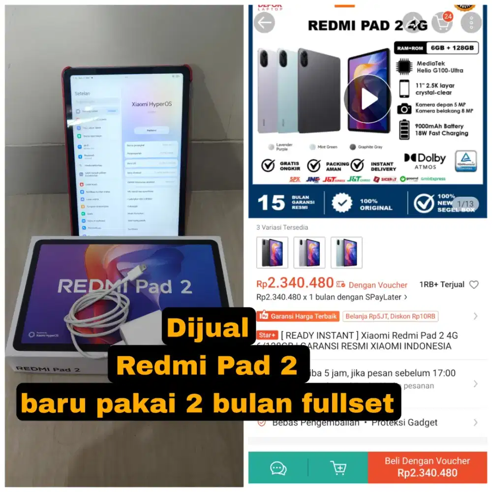 Xiaomi Redmi Pad 2 baru 2 blnan
