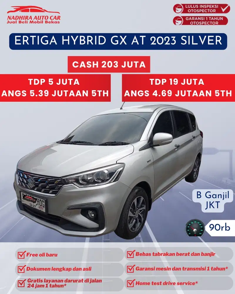 DP 5 Juta Ertiga GX Hybrid AT 2023 Silver