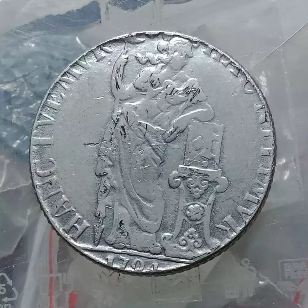koin Langka 1704 PALLAS 3 GULDEN ERA BELANDA (AGAK AUS)