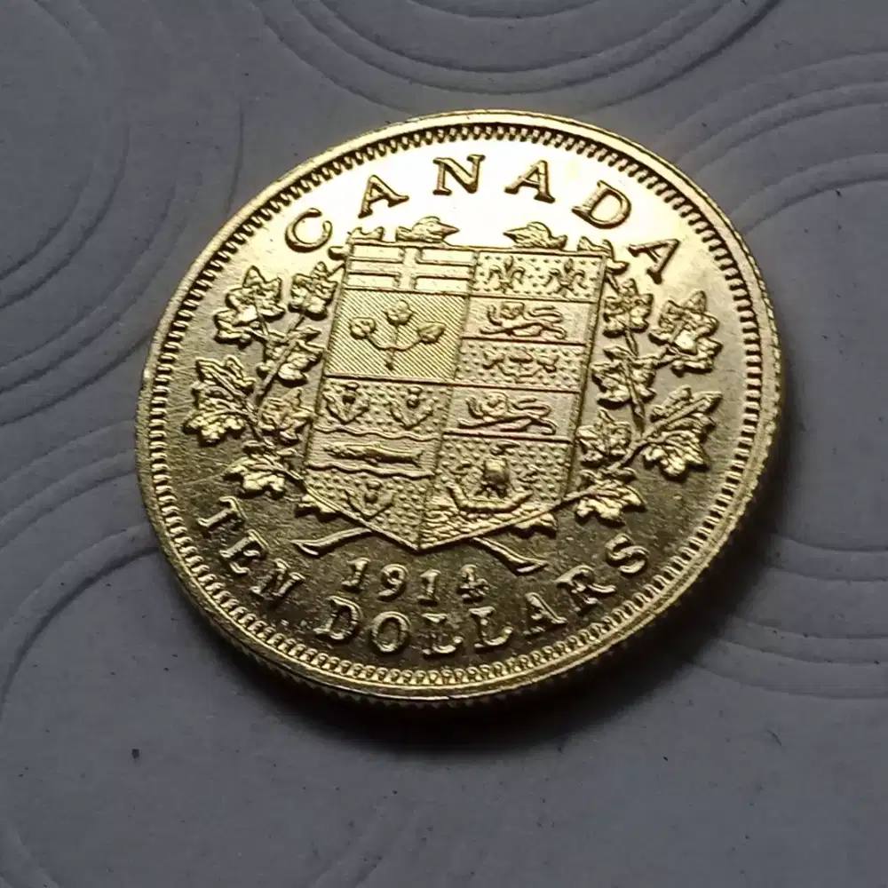 Koin Lapis Emas 1910 KING GEORGIVS GEORGE 10 DOLLAR BRITISH CANADA
