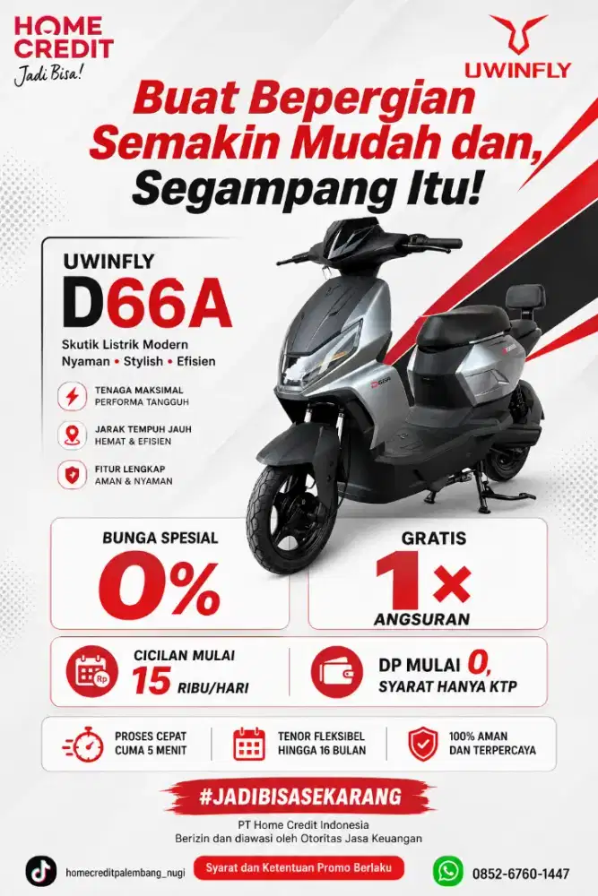 PROMO KREDIT CASH SEPEDA LISTRIK UWINFLY D66A TERMURAH SEKOTA