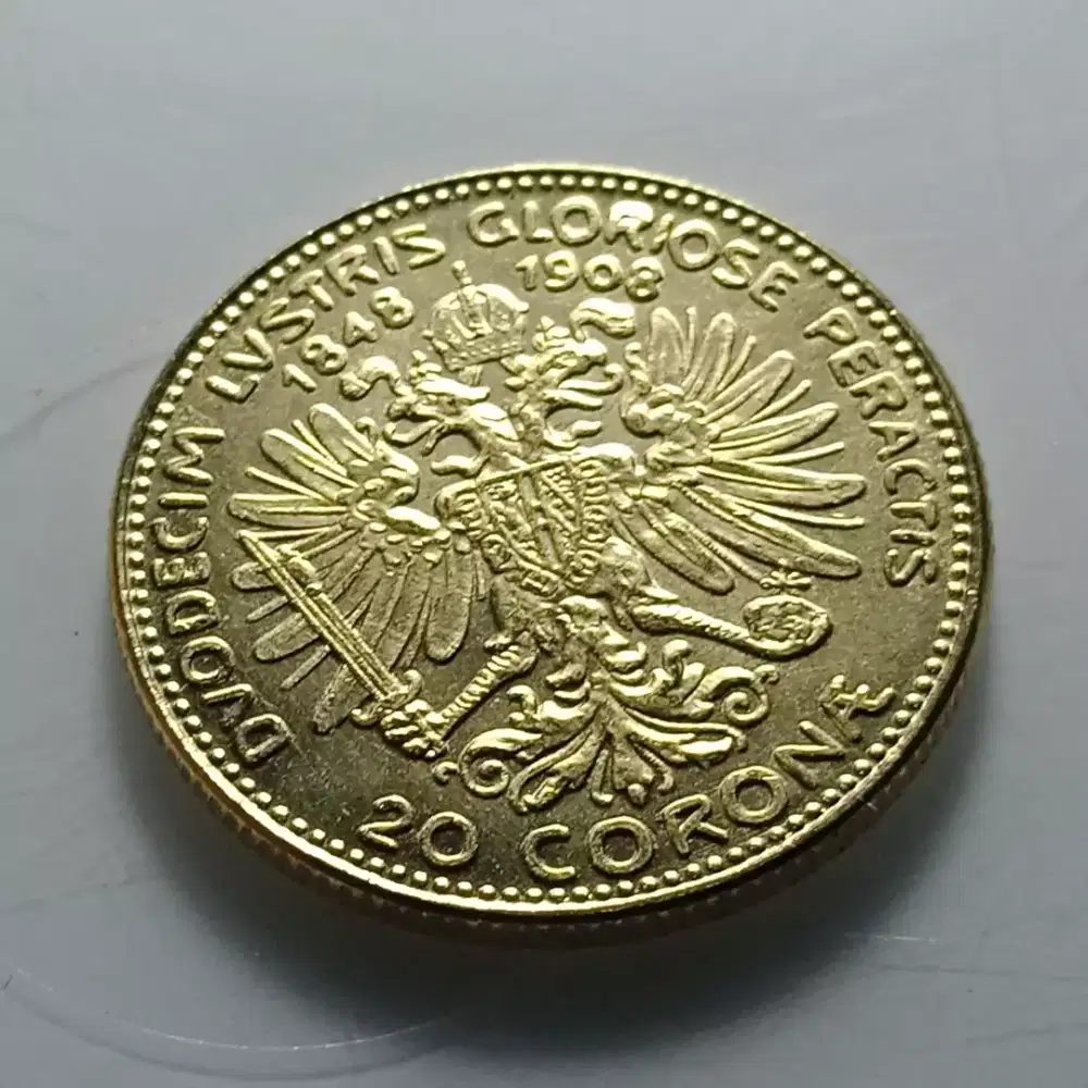 Koin LAPIS EMAS 1848 KING JOSEPH 20 CORONO AUSTRIA