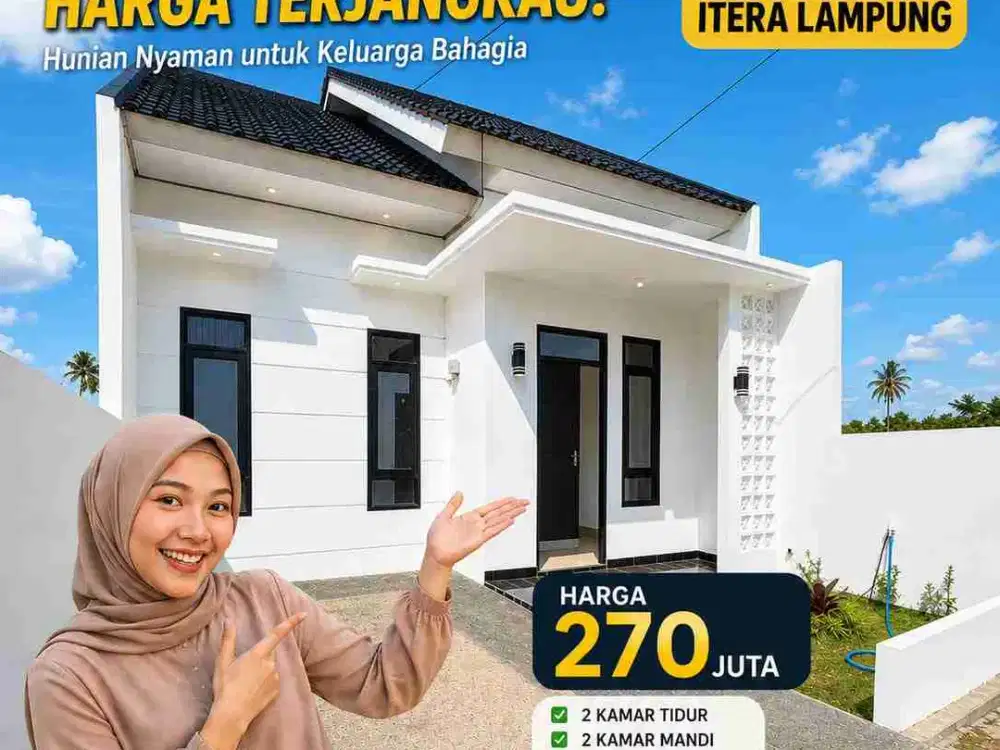 DI JUAL RUMAH MURAH TANPA BI CHECKING DEKAT ITERA,RS AIRAN,POLDA LAMPUNG