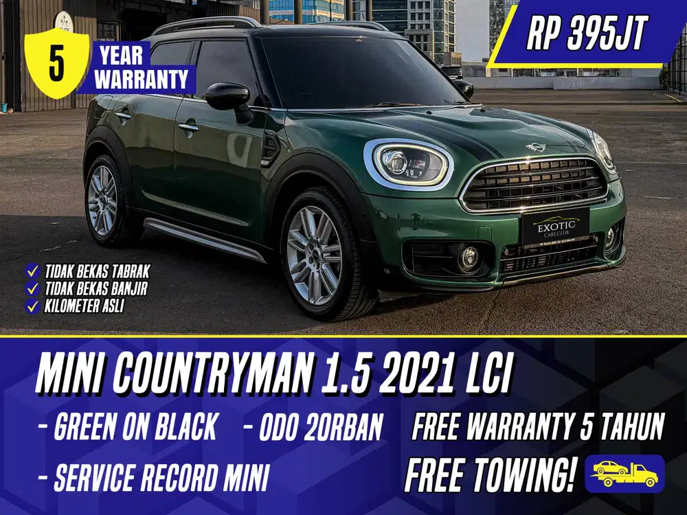 Mini Countryman 1.5 2021 NIK 2020 LCI Green on Black Hijau