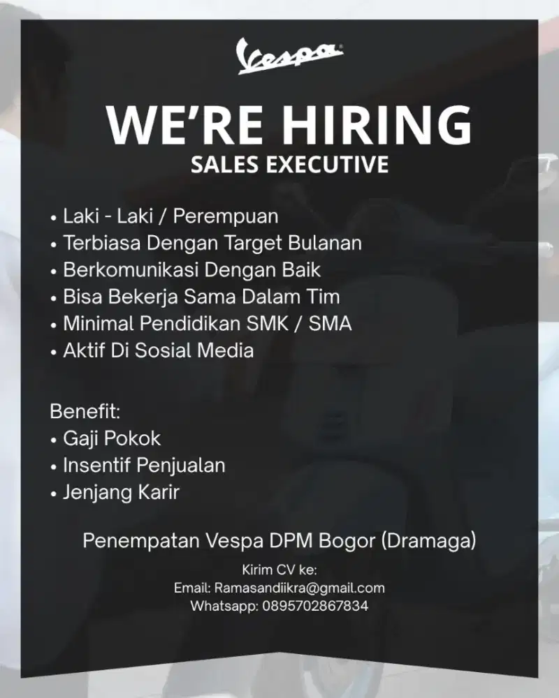 WE'RE HIRING SALES EXECUTIVE