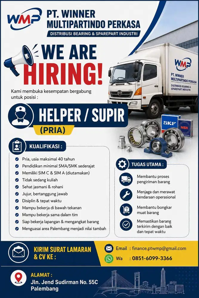Dibutuhkan Segera Helper/Supir