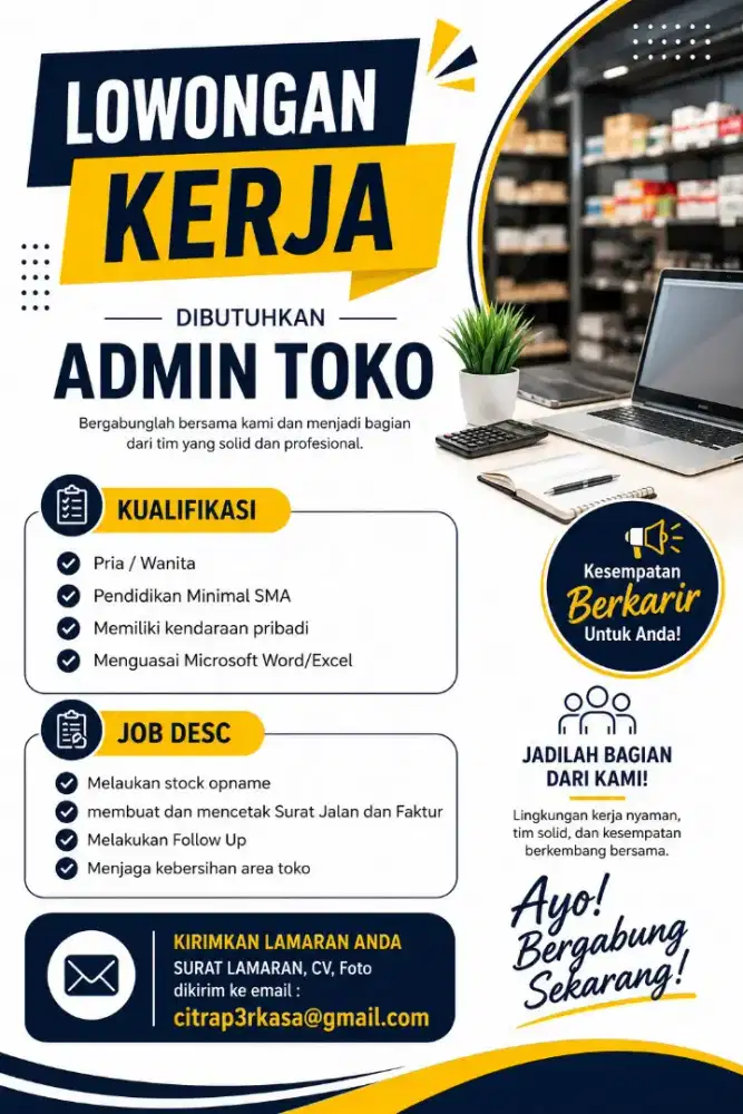 DICARI ADMIN UNTUK TOKO