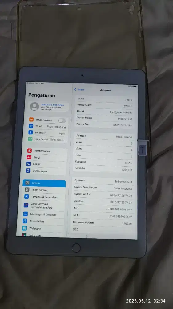 ipad 6 32gVersi kartu sisipan 2018 A1954