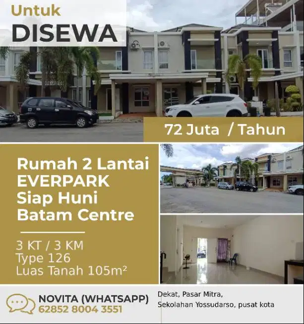 Rumah 2 Lantai EVERPARK Siap Huni , Batam Centre