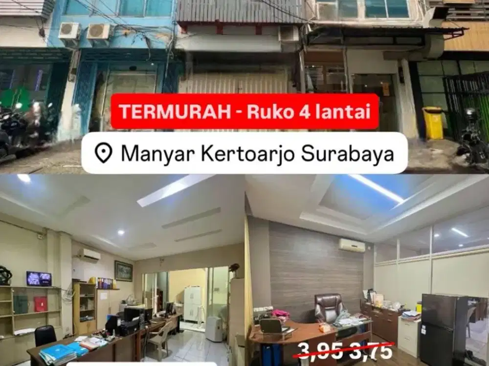 TURUN HARGA! Dijual / disewakan ruko manyar kertoarjo