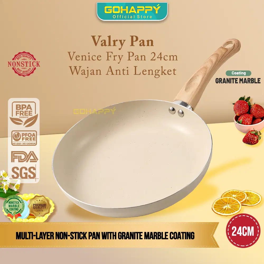 FRY PAN Panci 16cm penggorengan anti lengket granit putih venice