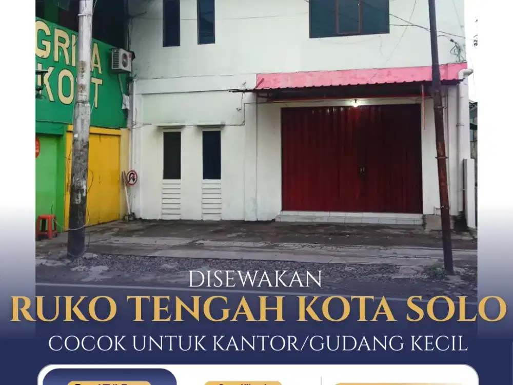 Disewakan Ruko Strategis Bangunan 2 Lantai Banjarsari