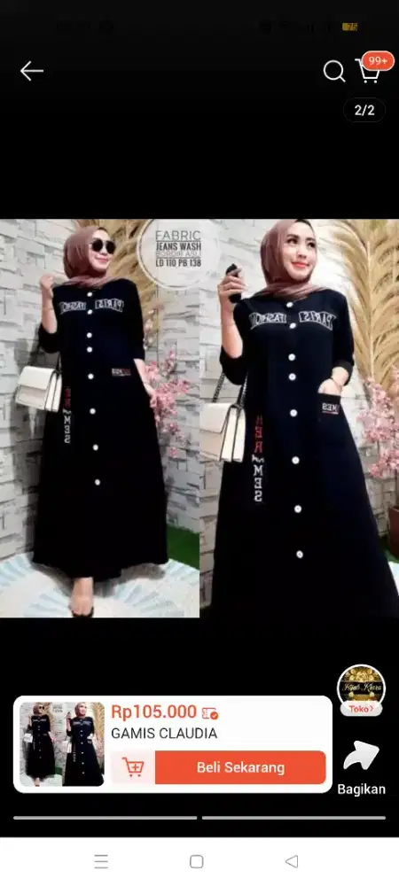 Gamis jeans bordir khusus hitam