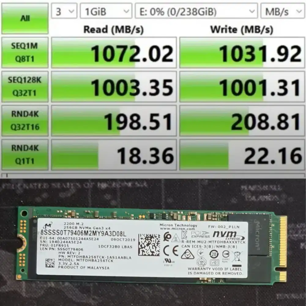SSD NVMe Gen3 x4. 256 Gb.