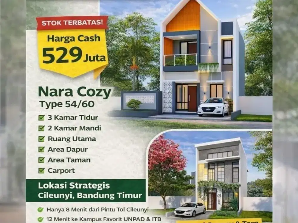 Jual Rumah di Bandung Dekat Tol Cileunyi dan Kawasan Kampus