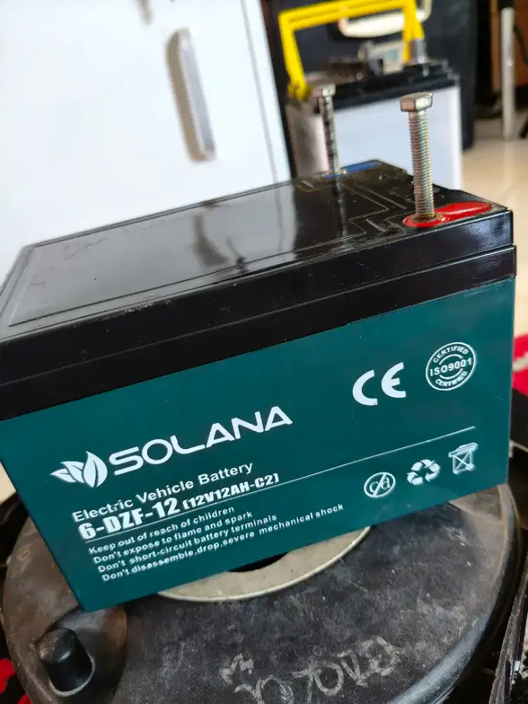 aki motor mobil listrik solana 12v12ah original aksesoris skuter