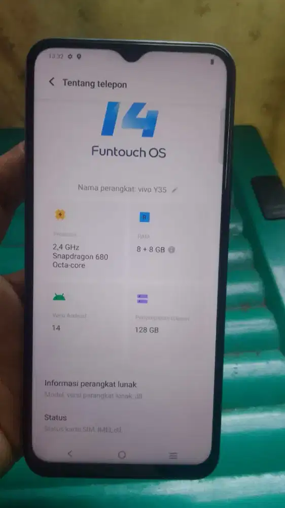 Vivo y35 8+8/128 normal nominus lengkap dus